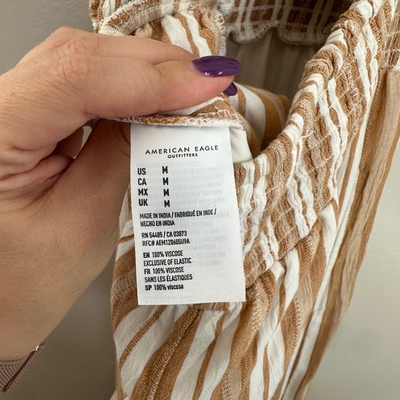 American Eagle Outfitters‎ Women's Halter Jumpsuit Striped Casual Summer M - Picture 9 of 10